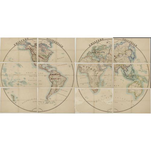 Old map image download for [RARE huge world wall map in double hemisphere.]