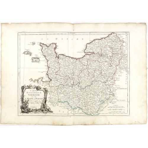 Old map image download for Carte du Gouvernement de Normandie avec celui du Maine et Perche.