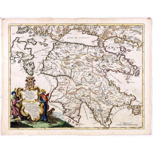 Old map image download for La Morea Ridotta dall Esemplare Antico nella moderna divisone sue Quatto Parti principali . . .