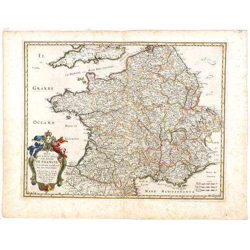 Old map image download for Nova Et Esatta Tavola Del Regno Di Francia..