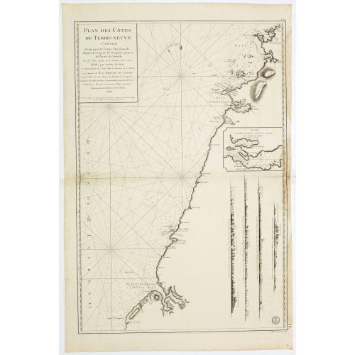 Old map image download for Plan des Côtes de Terre-Neuve, V ème Feuille..