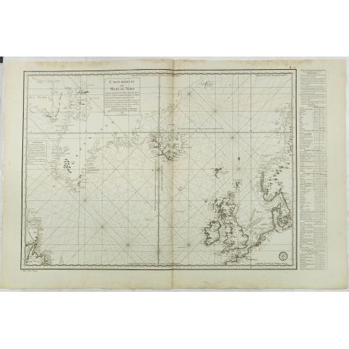 Old map image download for Carte réduite des Mers du Nord Comprise entre le 48° et le 72° Degré de Latitude Septle et entre le lle Degré de Longitude Orientale et le 61e. . .