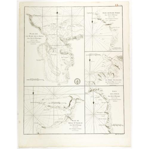 Old map image download for Plan de la Baye de l'Acul ( 5 plans on one sheet).