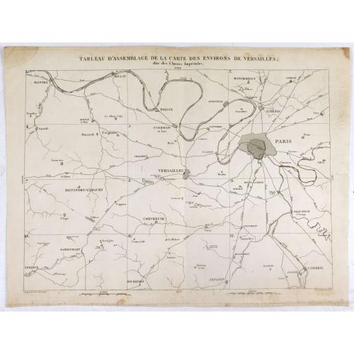 Old map image download for Tableau d'assemblage de la carte des environs de Versailles dite chasses impériales.