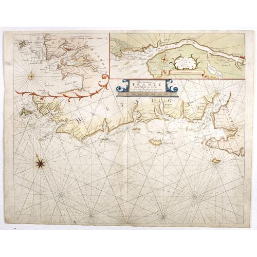 Old map image download for The Sea Coasts of France from Ufhent to Olone . . .