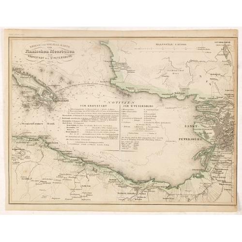Old map image download for Kriegs- und Spezialkarte vom Finnischen Meerbusen von Kronstadt bis St. Petersburg 1856.