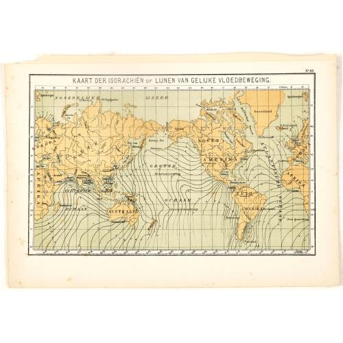Old map image download for Kaart der Isorachiën of Lijnen van Gelijke Vloedbeweging.