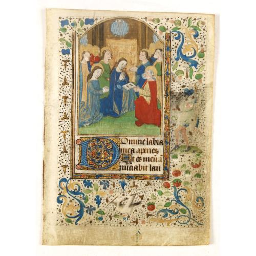 Old map image download for Miniature of Annunciation on vellum from a French manuscript Book of Hours.