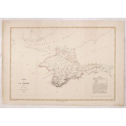 Old map image download for Carte de la Crimée dressée par D. RAMÉE, auteur du Plan de Sévastopol - 1854.