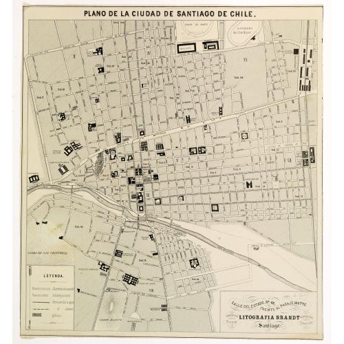 Old map image download for Plano de la Ciudad de Santiago de Chile.