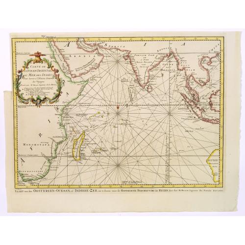 Old map image download for Kaart van den Oostersen Oceaan, of Indiese Zee......