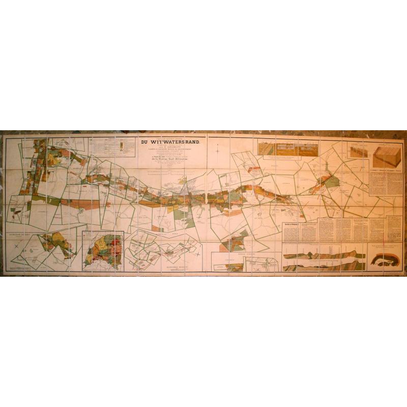 Carte Du District Aurifere Du Witwatersrand Transvaal (Afrique du Sud) Par S. Goldmann d'apres le Cadastre officiel du Gouvernement