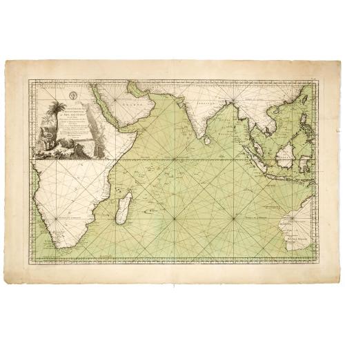 Old map image download for Jacques Nicolas Bellin: Carte Reduite De L'Ocean Oriental ou Mer Des Indes Seconde Edition Pour Servir aux Vaisseau du Roy . . . Par order de M. De. Machault . . . MDCC LVII