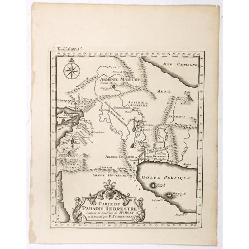 Old map image download for Carte du Paradis Terrestre Suivant le Systeme de Mr. Huet et Execute par P. Starck-man,