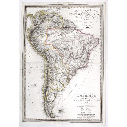 Old map image download for Amerique Meridionale d'apres le voyage au Paraguay de M. Azara.