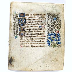 Leaf on vellum from a manuscript Book of Hours.