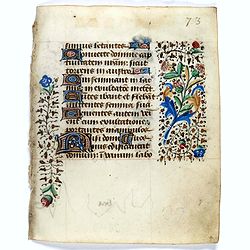 Leaf on vellum from a manuscript Book of Hours.