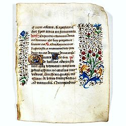 Leaf on vellum from a manuscript Book of Hours.