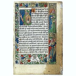 Leaf on vellum from a printed Book of Hours.