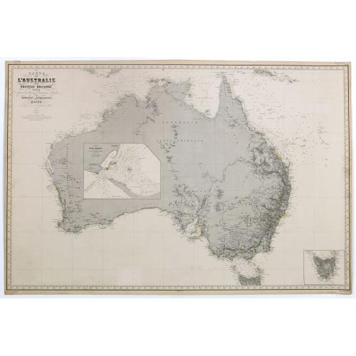 Old map image download for Carte de l'Australie ou Nouvelle Hollande dressée d'aprés les derniers documents Anglais par Robiquet, Hydrographe, . . .