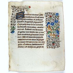 Leaf on vellum from a manuscript Book of Hours.