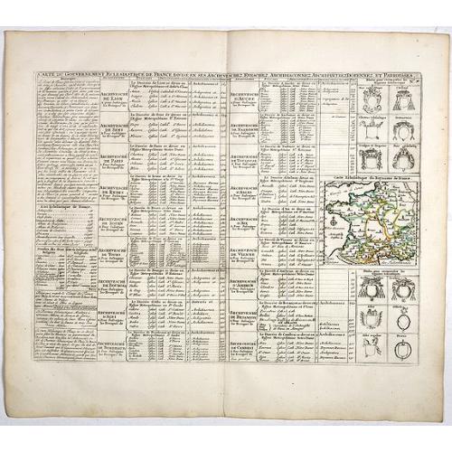 Old map image download for Carte du Gouvernement Ecclesiastique de France Divise en ses Archeveschez, Eveschez, Archidiaconnez, Archipretrez, Doyennez, et Parroisses.