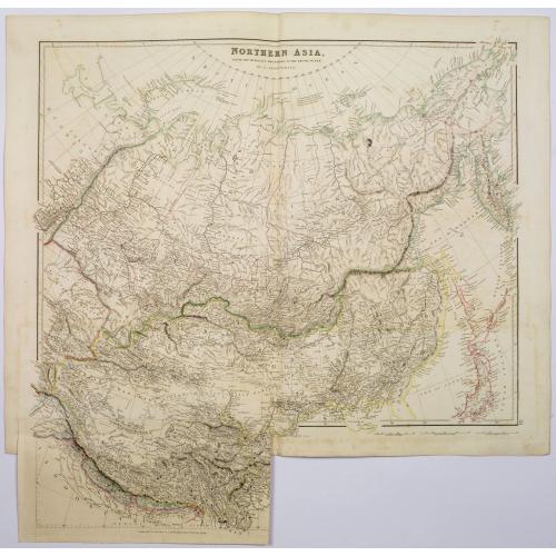 Old map image download for Northern Asia, from the Himalaya Mountains to the Arctic Ocean.