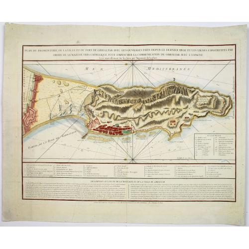 Old map image download for Plan du promontoire de la ville et du port de Gibraltar avec les ouvrages faits depuis le dernier siège. . .