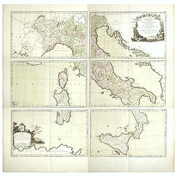 Carte d'Italie, assujettie aux observations astronomiques et aux itinéraires. Comprenant toutes les grandes routes qui traversent les différens Etat de cette région . . .