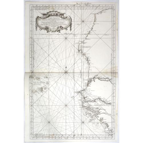 Old map image download for Carte Reduite des Costes Occidentales d'Afrique seconde feuille depuis le Cap Bojador jusqu'a la Riviere de Sierra Leona pour le service des Vaisseaux du Roy... Seconde feuille..