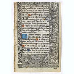 Leaf on vellum from a printed Book of Hours.