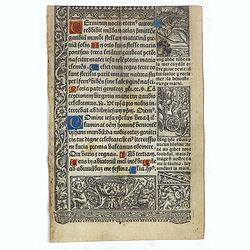 Leaf on vellum from a printed Book of Hours.