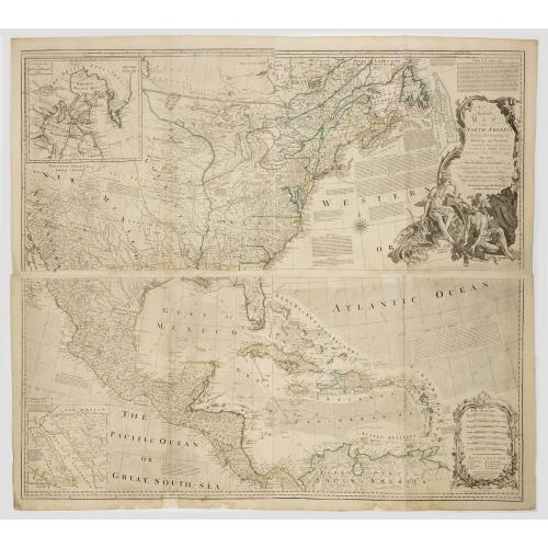 Old map image download for An Accurate Map of North America. Describing and Distinguishing the British and Spanish Dominions on this Great Continent. According to the Definitive Treaty Concluded at Paris 10th Feb. 1763.