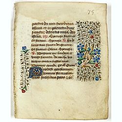 Small leaf on vellum from a manuscript Book of Hours.