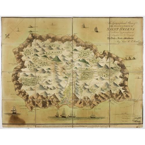 Old map image download for This Geographical Plan of the Island & Forts of St Helena is Dedicated by permission to Field Marshal His Ro.l Highness The Duke of Kent and Strathearn By Lieu.t R.P. Read.