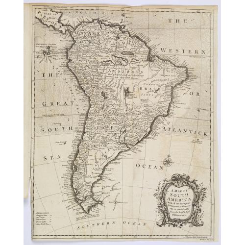 Old map image download for A Map of South America, With all the European Settlements. . .