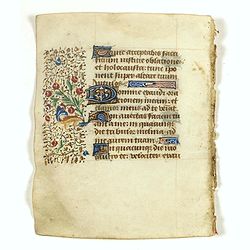 Small leaf on vellum from a manuscript Book of Hours.