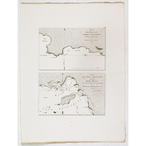 Old map image download for Plan d'une partie de la Terre Napoleon (Nouvelle-Hollande) par M. M. H. Freycinet et Bernier, an 1802. [with] Plan des Iles Josephine et de la Baie Murat (a la Terre Napoleon, Nouvelle-Hollande) . . .