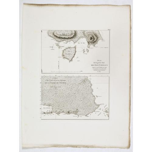 Old map image download for Plan de la partie sud des Iles Furneaux d'apres le Capne. Flinders, en 1798, et assujetti ... [together with] Carte d'une partie de la cote orientale de la terre de Diemen / par M. M. Boullanger et Faure en 1802.