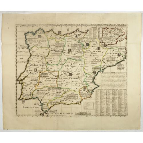 Old map image download for Carte Historique et Geographique des Royaumes d'Espagne et de Portugal..