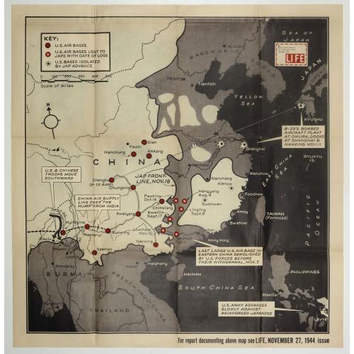 Old map image download for [No title : Map of China with US air bases]