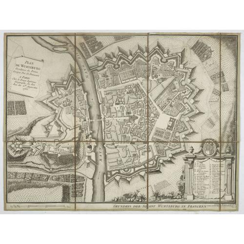Old map image download for Plan de Wurtzburg résidence du prince évêque duc de Franconie.