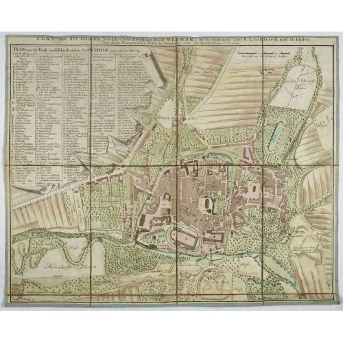 Old map image download for Plan von der fürstlich. sæchsischen Residenz Stadt Weimar. Nürnberg, Homænnischen Erben, 1784.