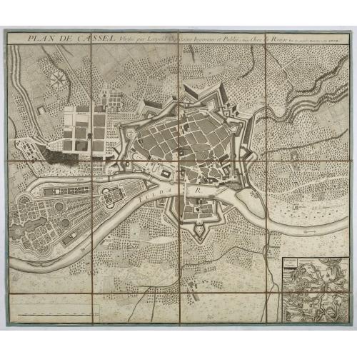 Old map image download for Plan de Cassel vérifié par Léopold capitaine ingénieur.