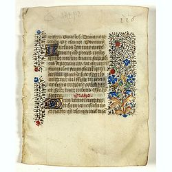 Leaf on vellum from a manuscript Book of Hours.