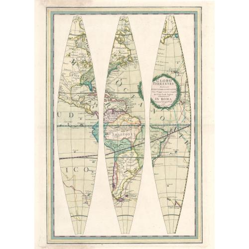 Old map image download for Globo Terrestre Delineato sulle ultime osservazioni con i viaggi e nuove scoperte del Cap. Cook, inglese