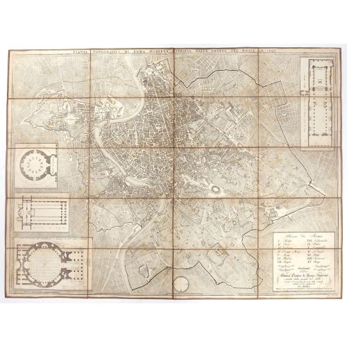 Old map image download for Pianta topografica di Roma moderna estratta dalla grande del Nolli an 1829