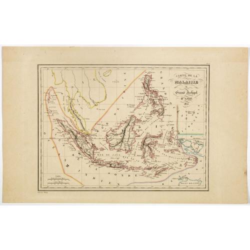 Old map image download for Carte de la Malaisie ou Grand archipel d'Asie.