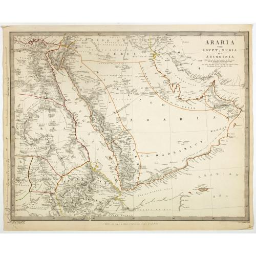 Old map image download for Arabia with Egypt, Nubia and Abyssinia . . .