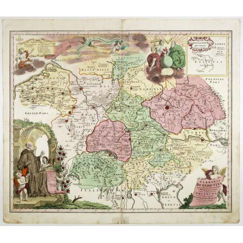 Old map image download for Germania Benedictina quae in illa sunt, Monasteria Ord. S. Benedicti monstrans. . .